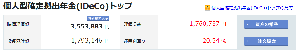 iDeCo　楽天証券　実績　6年11ヶ月目